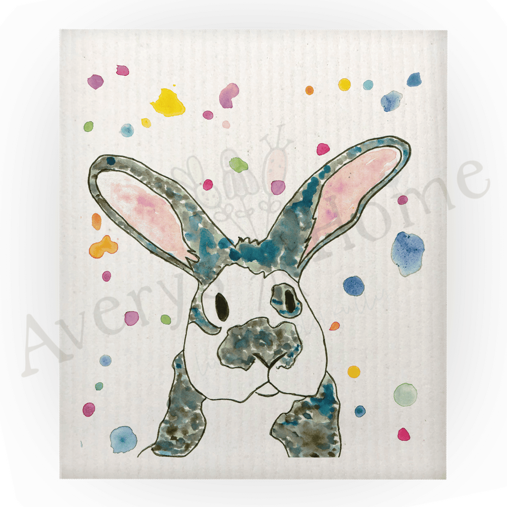 Cute Bunny Rabbit Spring Swedish Dish Cloth (Sold as set of 4)