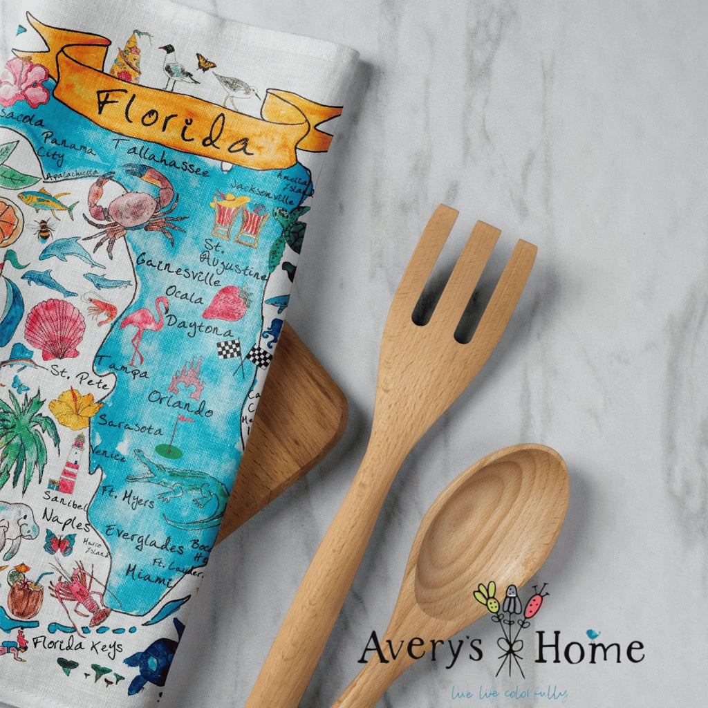 State Maps Flour Sack Dish Towels