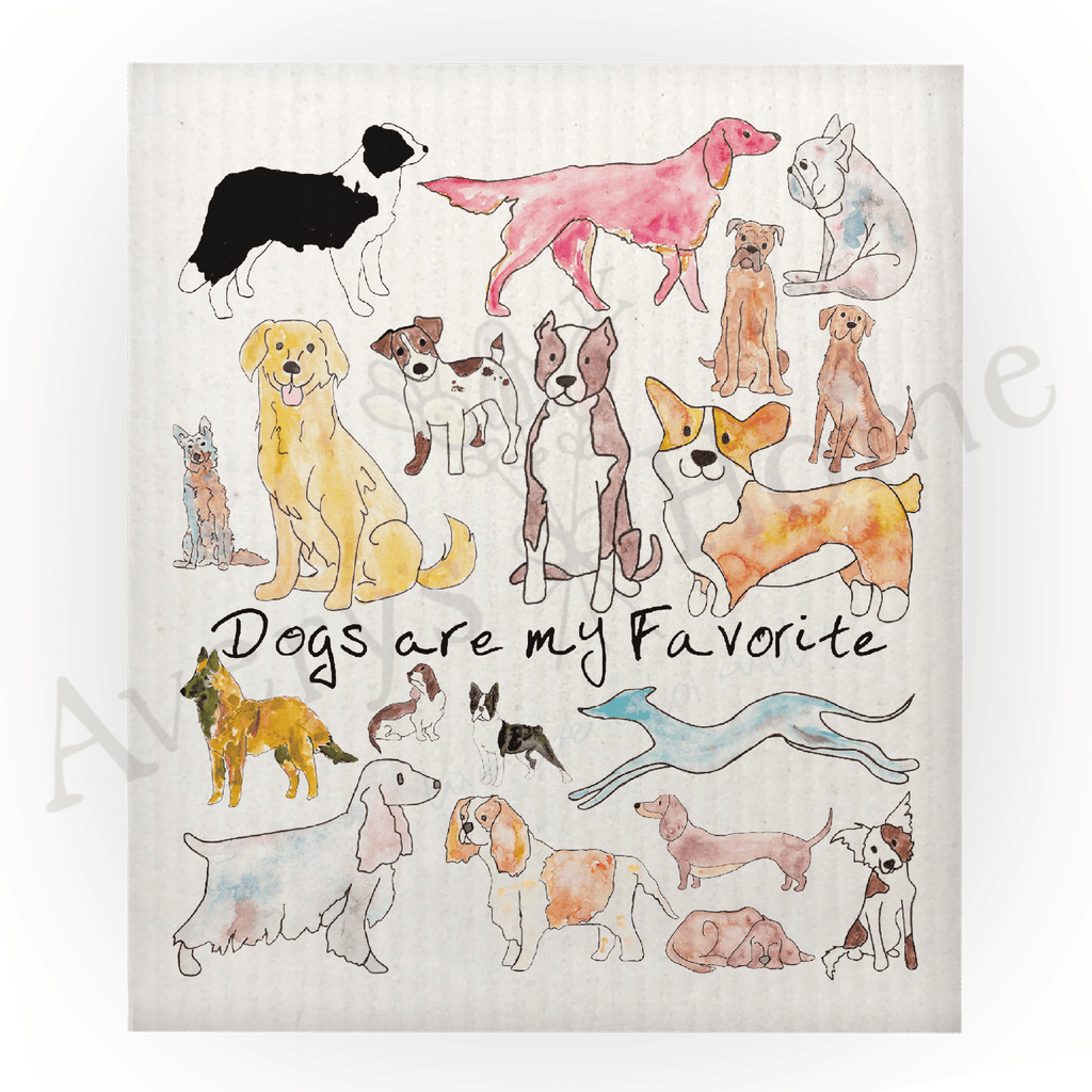 Dogs are My Favorite Swedish Dish Cloth (Sold as set of 4)