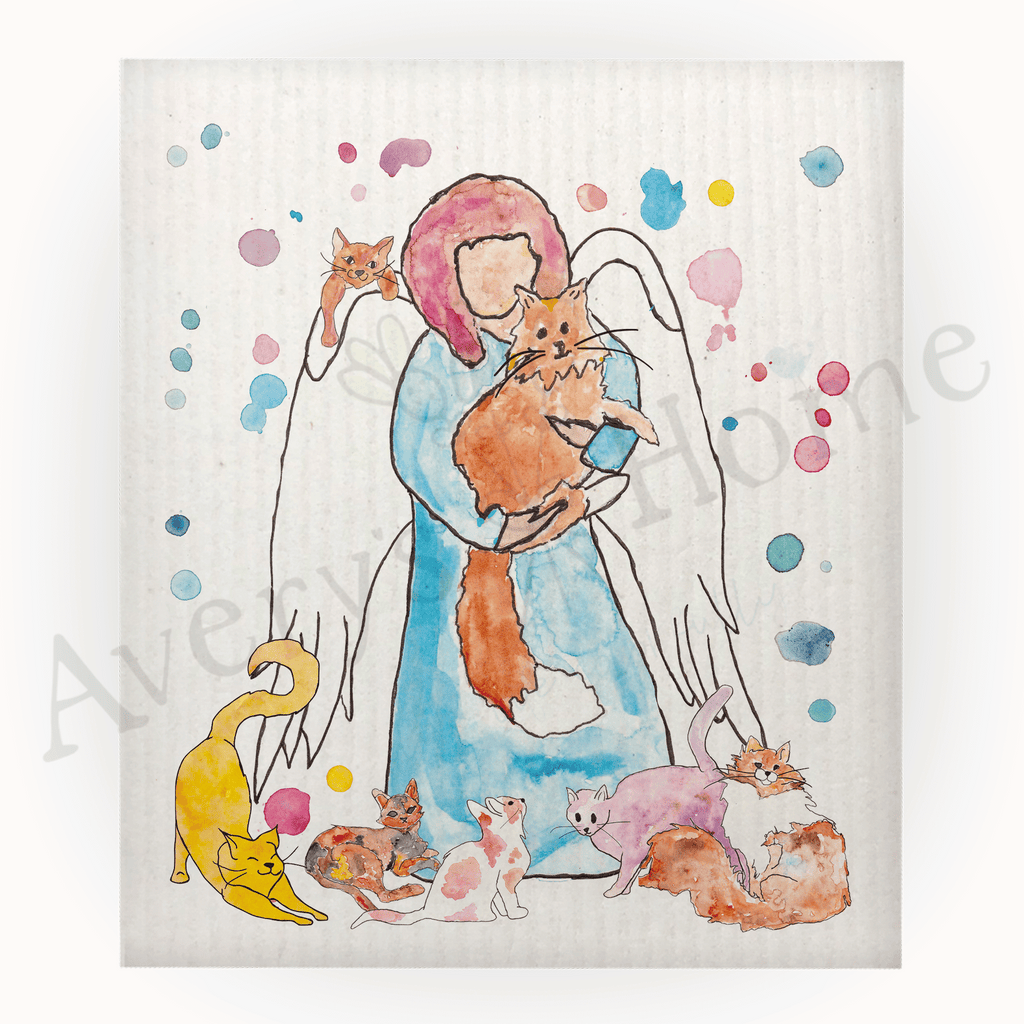 Angel of Cats Swedish Dish Cloth (Sold as set of 4)