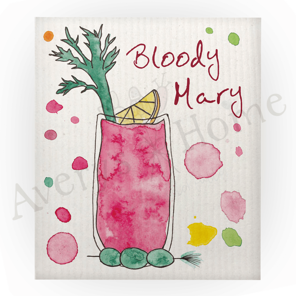 Bloody Mary Brunch Drink Swedish Dish Cloth (Sold as set of 4)