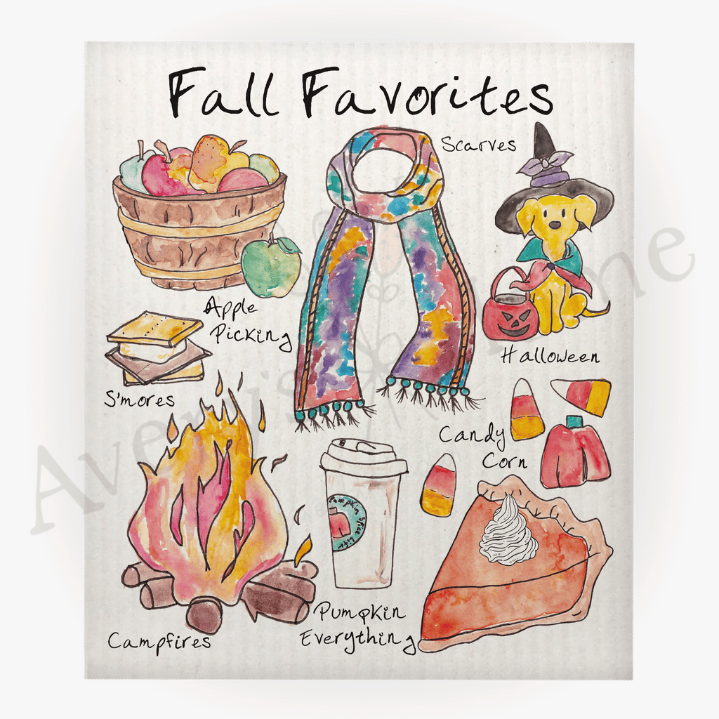 Fall Favorites Swedish Dish Cloth (Sold as set of 4)