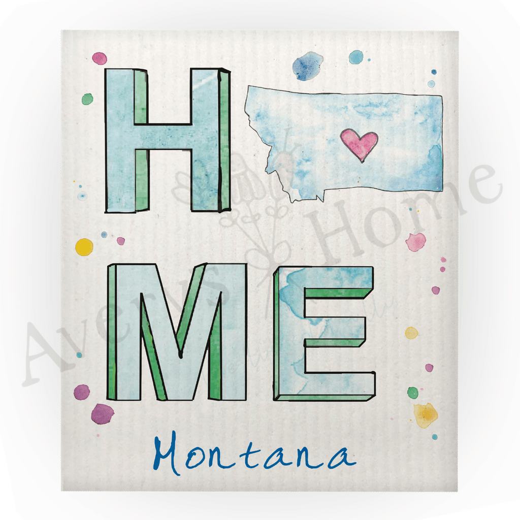 Home In Montana State Map Swedish Dish Cloth (Sold as set of 4)