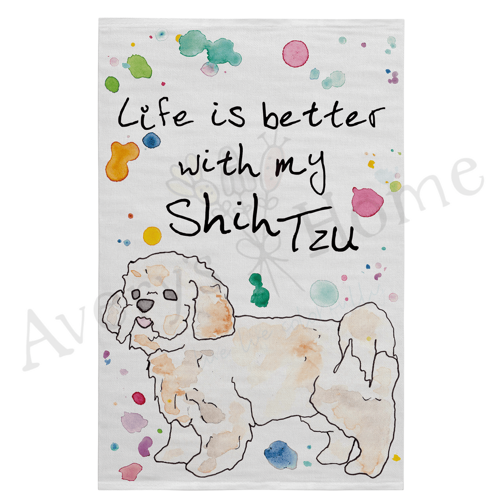 Life is Better with My Shih Tzu Dog Flour Sack Dish Towel
