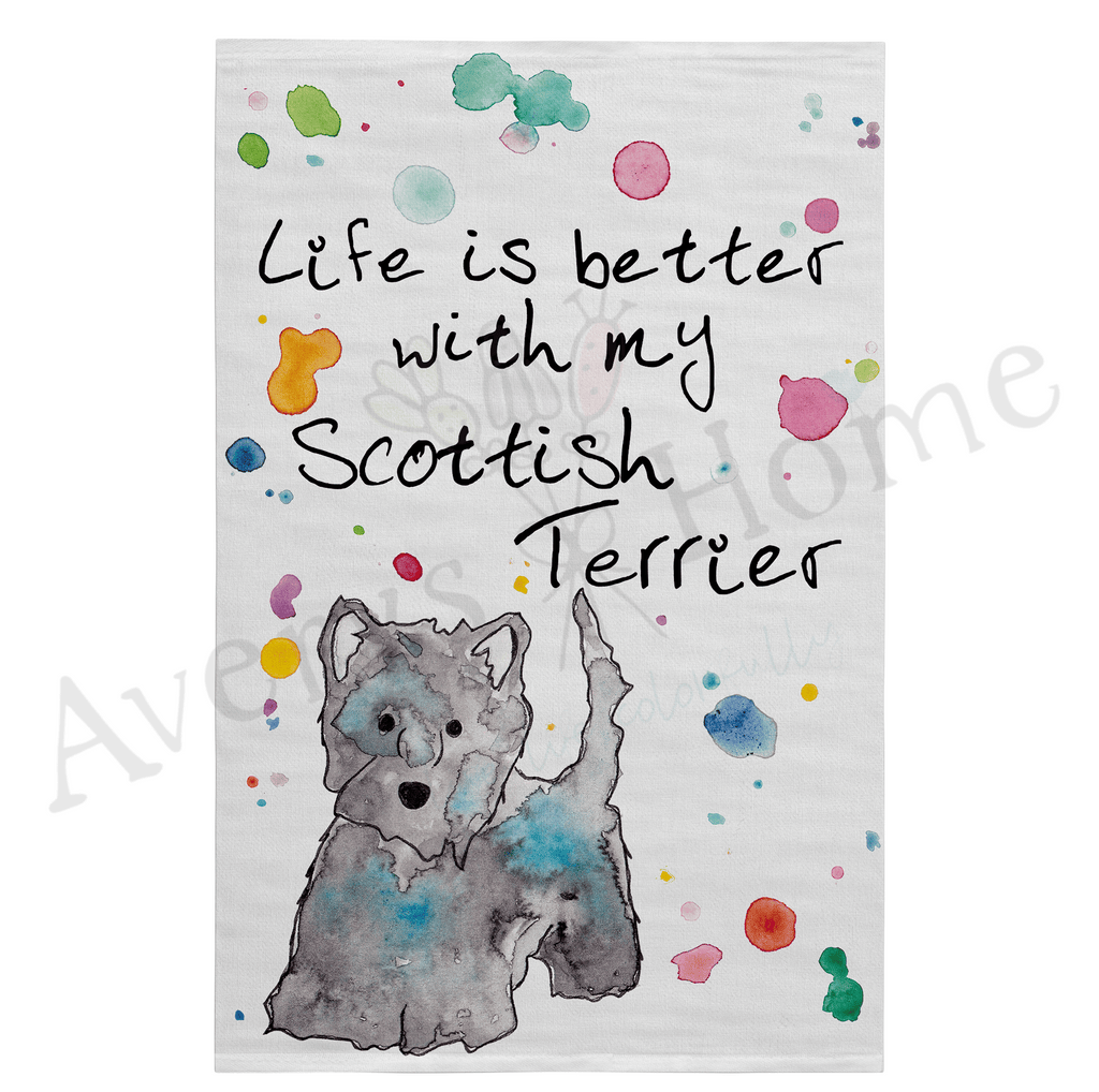 Life is Better with My Scottish Terrier Dog Flour Sack Dish Towel