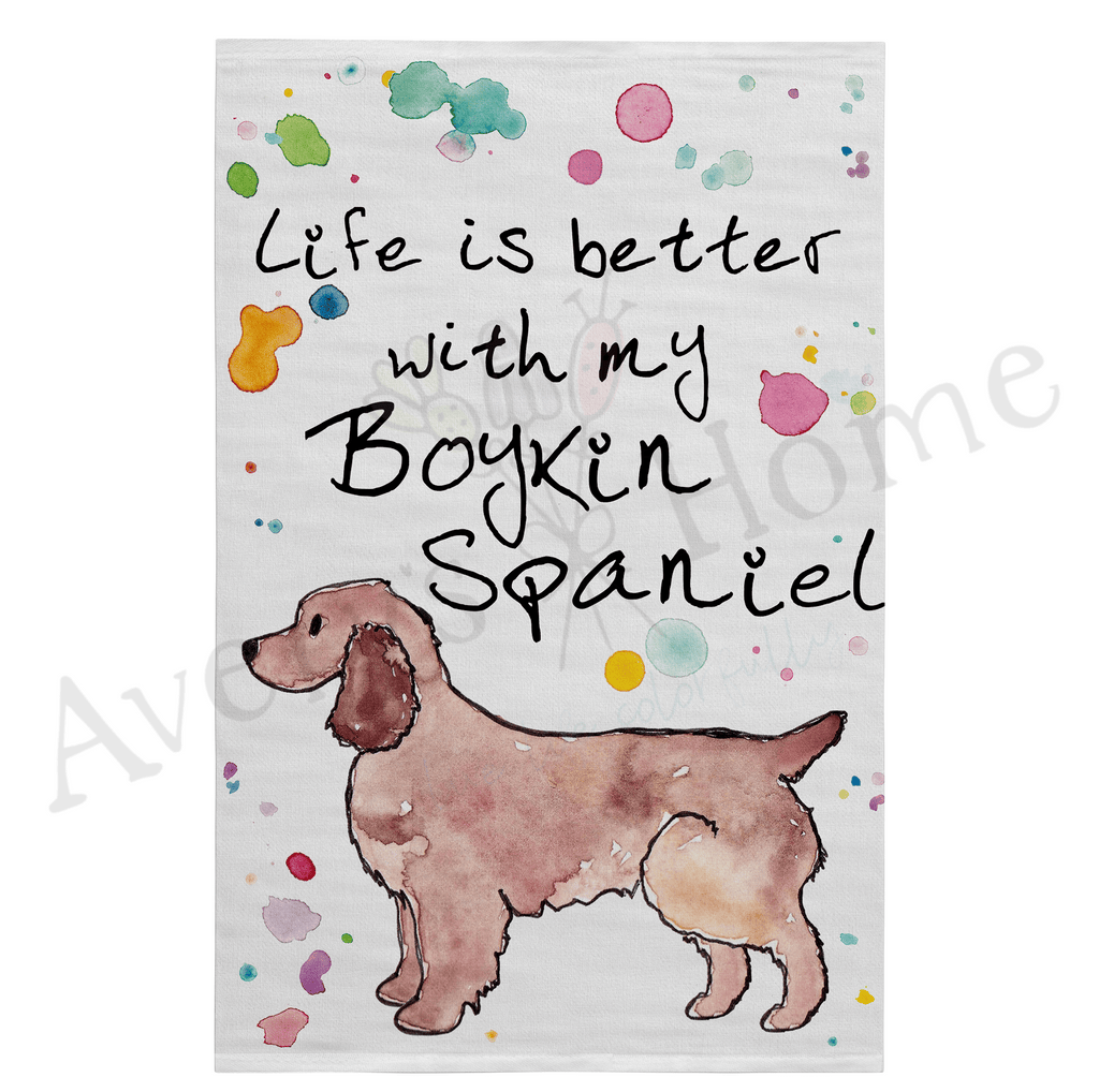 Life is Better with My Boykin Spaniel Dog Flour Sack Dish Towel