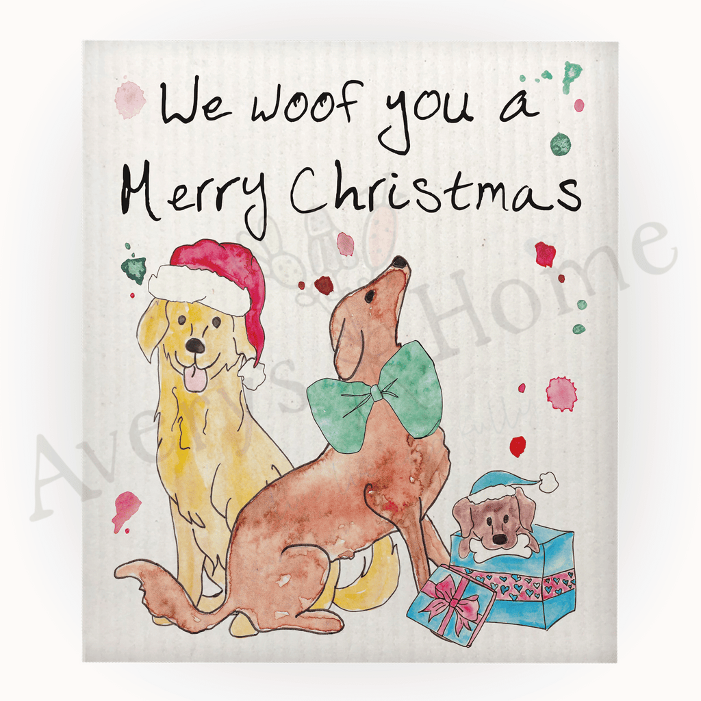 We Woof You a Merry Christmas Swedish Dish Cloth (Sold as set of 4)