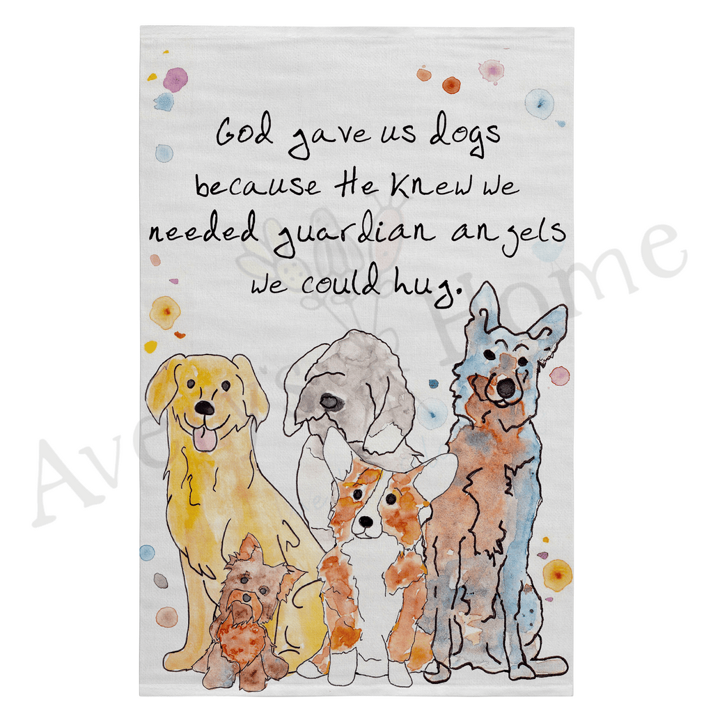 Dogs are Guardian Angels Flour Sack Dish Towel