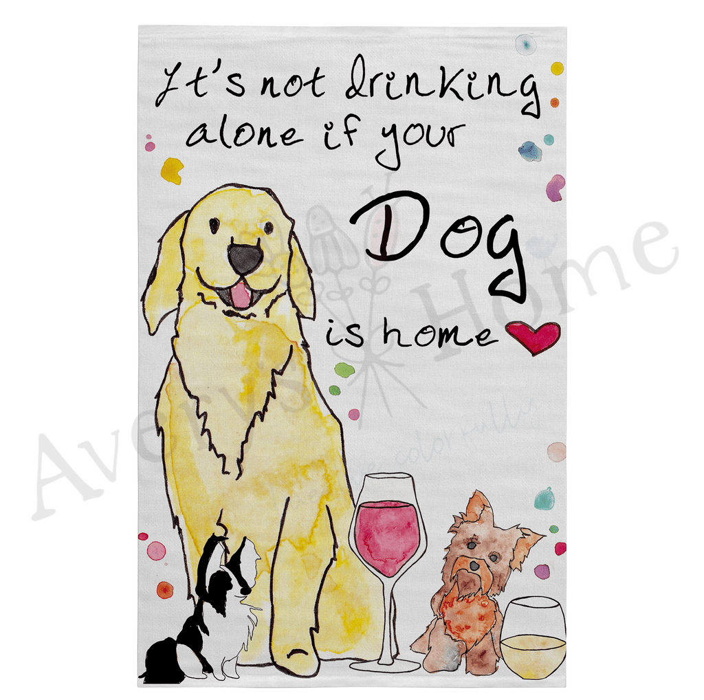 Drinking with Your Dog Funny Flour Sack Dish Towel