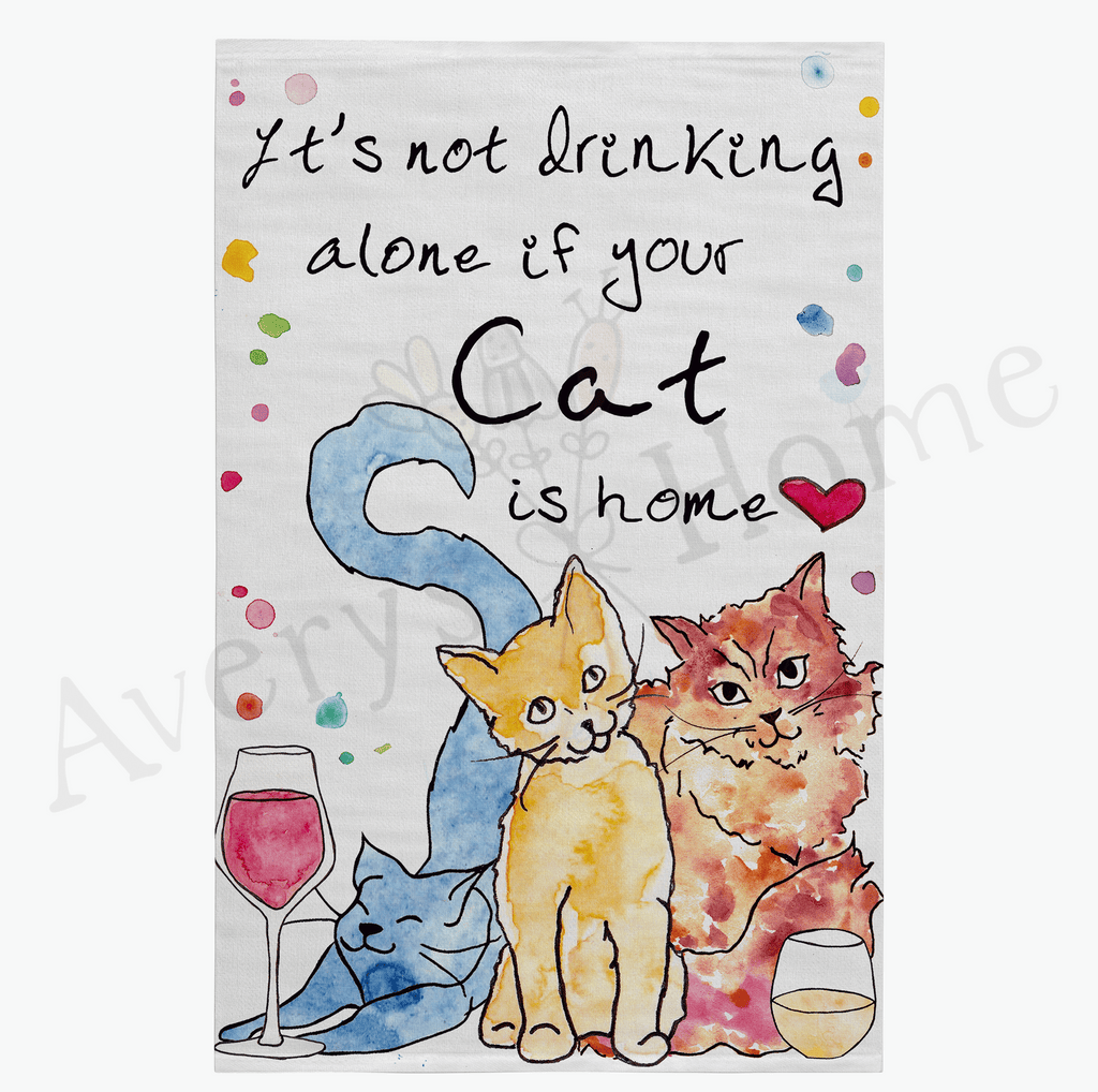 Drinking with Your Cat Funny Flour Sack Dish Towel