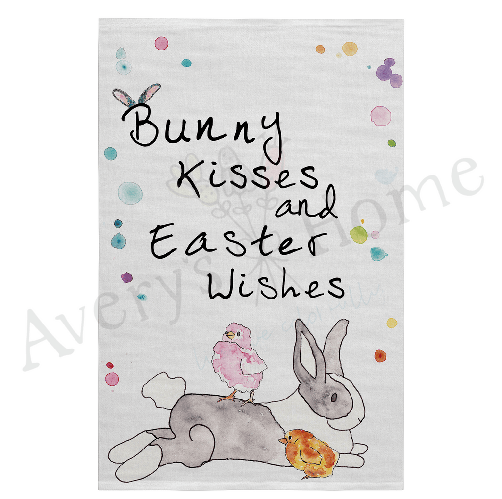 Bunny Kisses & Easter Wish Holiday Flour Sack Dish Towel