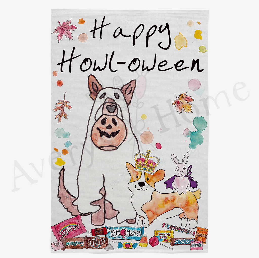Happy Halloween with Dogs Flour Sack Dish Towel