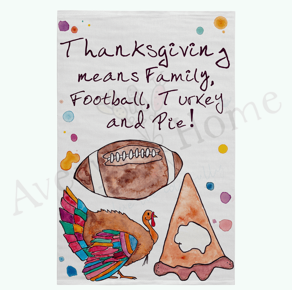 Thanksgiving Family & Football Flour Sack Dish Towel