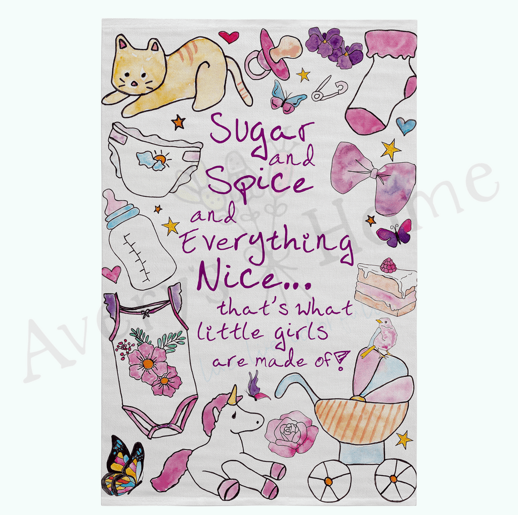 Baby Girls are Made of Sugar And Spice Cute Flour Sack Dish Towel