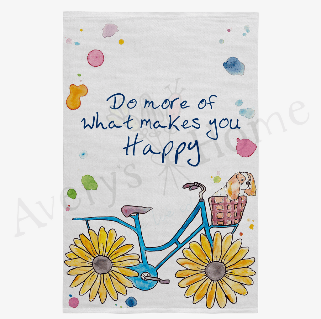 Happy Flower Bicycle with Dog Flour Sack Dish Towel