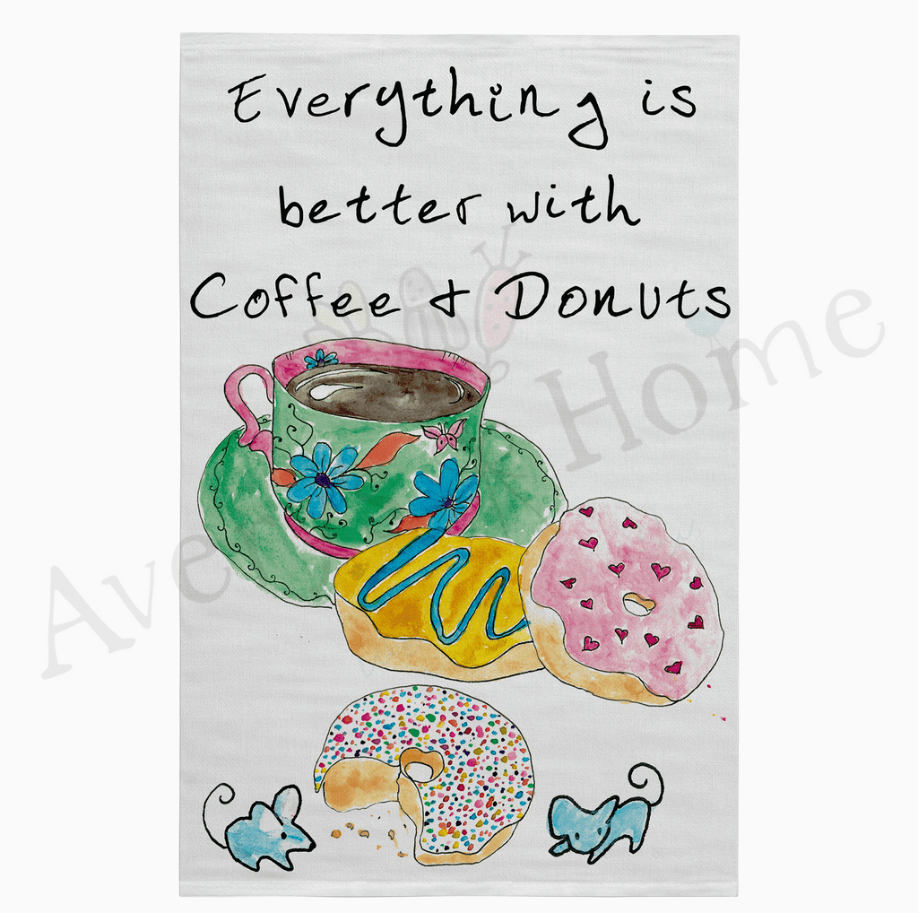 Better with Coffee & Donuts Flour Sack Dish Towel