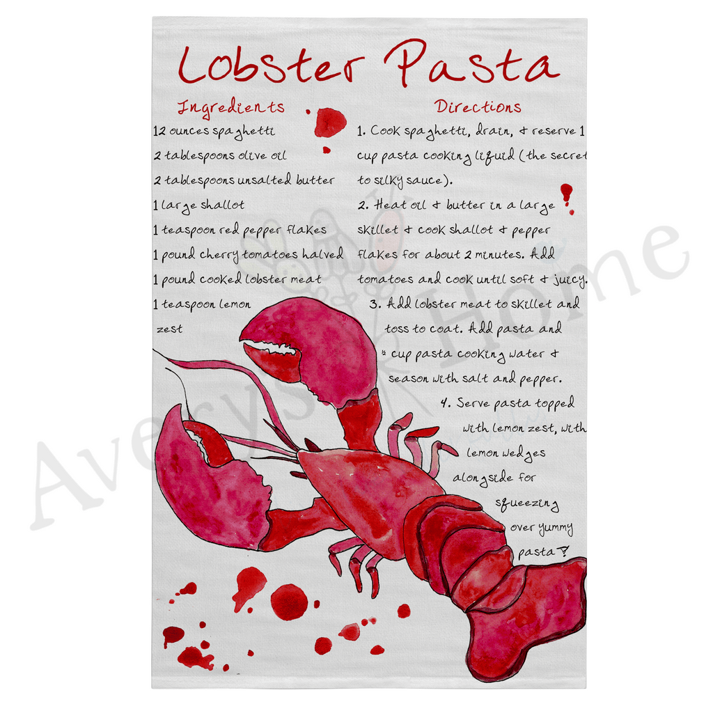 Lobster Pasta Recipe Flour Sack Dish Towel