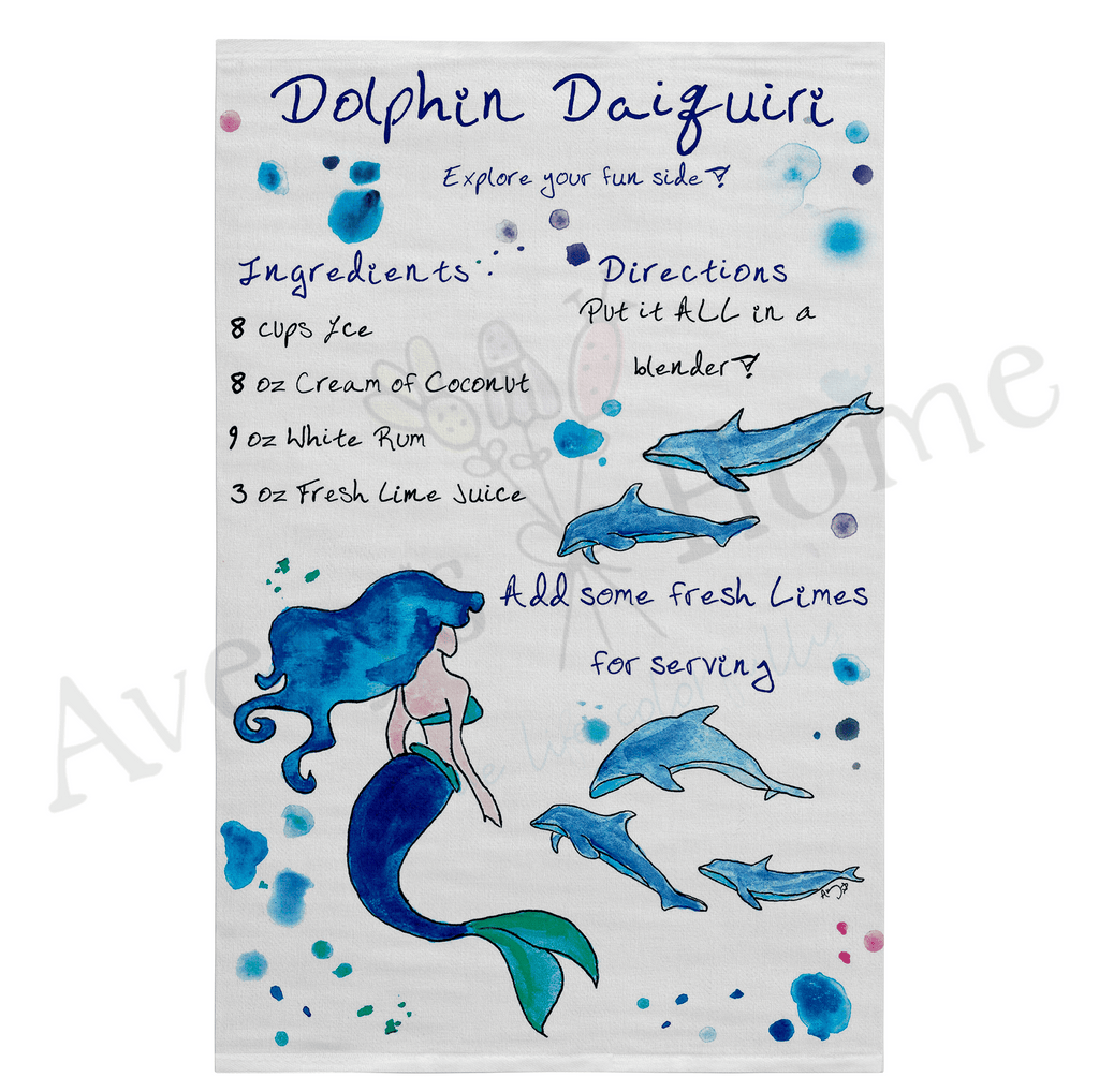 Dolphin Daiquiri Cocktail Flour Sack Dish Towel