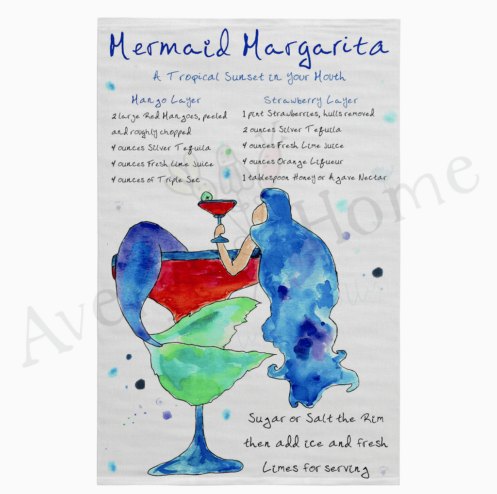 Mermaid Margarita Cocktail Recipe Flour Sack Dish Towel