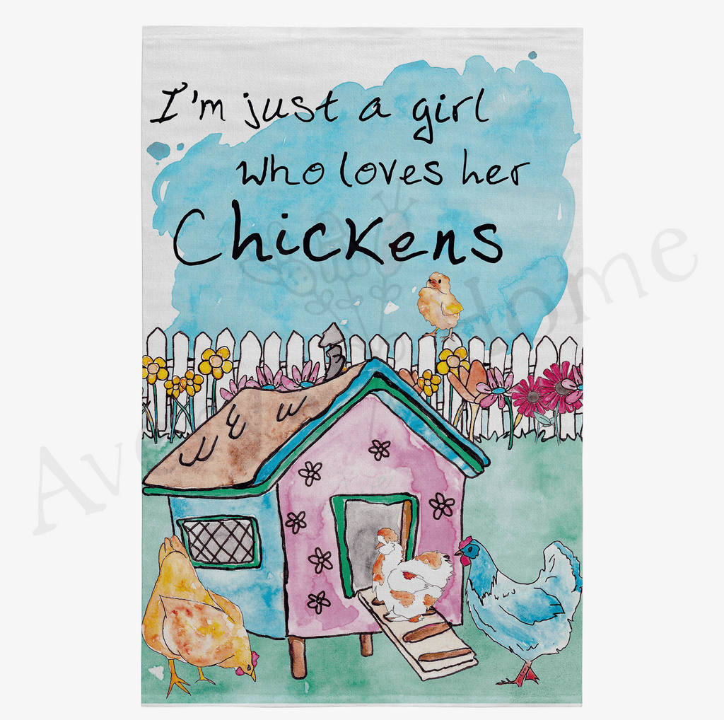 Girl Who Loves Chickens Funny Flour Sack Dish Towel