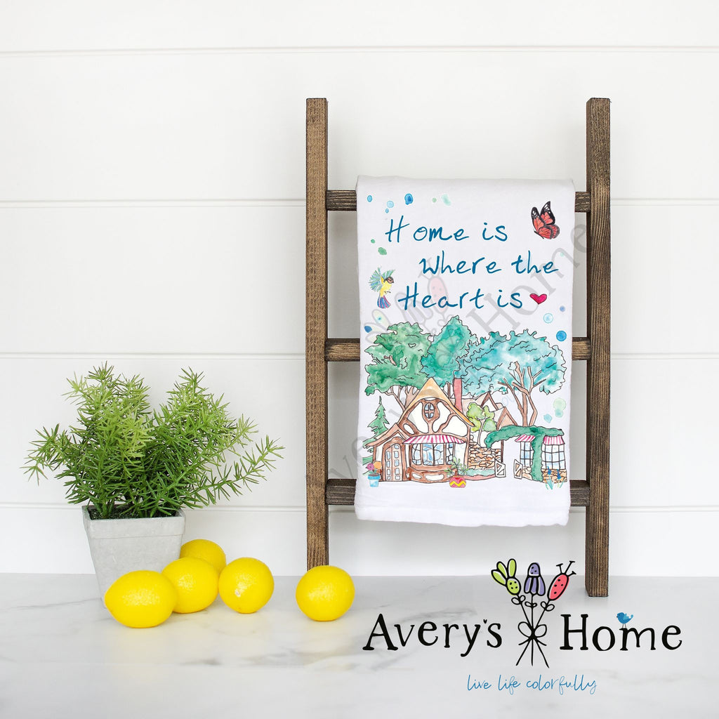 Home is Where the Heart is Customizable Flour Sack Dish Towel
